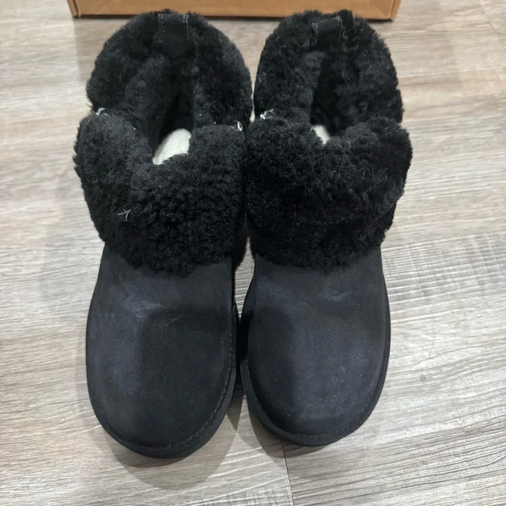 UGG Ultra Mini Braid Black Suede Boots